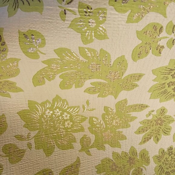 Vintage Wallpaper Sample Sheet 70s Avocado Green Floral Crafting Ephemera Paper - Picture 9 of 9